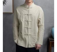Jotekonoby Traditional Chinese for tai Chi Uniform Coat Men Long Sleeve | Breathable linen-cotton blend, stand collar design, button-up front, suitable for spring and autumn wear