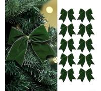 Jotekonoby Velvet Bow for Christmas Wreath Decor - Rustic Holiday Bow with Vintage Style Decoration - Festive Ribbon Accents for Country Christmas Tree(10pcs-Green)