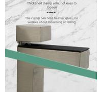 Jotekonoby Zinc Alloy Shelf Bracket with Brushed Nickel Finish - Adjustable Tile Fixing Clamp and Base Fixing Clamp for Glass Shelves 3-35mm Thickness, Durable