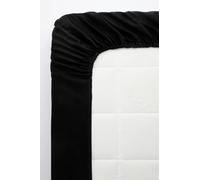 Jotex Zack Satin Fitted Sheet Exclusive Satin Made of Organic Cotton GOTS Certified Fitted Sheet with Elastic Band - Black, 160 x 200 cm