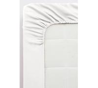 Jotex Zack Satin Fitted Sheet Exclusive Satin Made of Organic Cotton GOTS Certified Fitted Sheet with Elastic Band - White, 160 x 200 cm