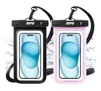 JOTO 2 Pack Waterproof Phone Pouch Cellphone Dry Bag Case for iPhone 17 Air 16 15 14 13 12 Pro Plus Max XR X 8 7 6S SE, Galaxy S23 S22 S22+ S21 up to 7" -Black/Pink