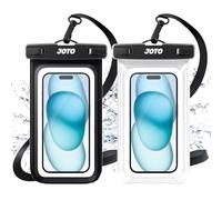 JOTO 2 Pack Waterproof Phone Pouch Cellphone Dry Bag Case for iPhone 17 Air 16 15 14 13 12 Pro Plus Max XR X 8 7 6S SE, Galaxy S23 S22 S22+ S21 up to 7" -Black/Clear