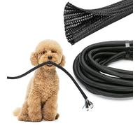 JOTO 26ft - 1/2 inch Cord Protector Wire Loom Tubing Cable Sleeve, Braided Cable Sleeve Split Sleeving Cords Management System for TV Computer Home Theater Office, Protect Pet From Chewing Cord -Black