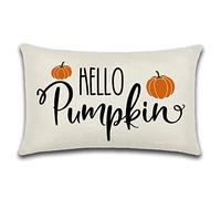 JOTOM 12x20 Inch Fall Throw Pillow Covers Hello Pumpkin Thanksgiving Cushion Covers 30x50cm Autumn Lumbar Decorative Pillow Covers Farmhouse Outdoor Pillowcase for Couch Sofa Bed Decor (Hello Pumpkin)