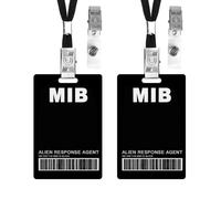 JOTOM 2Pcs MIB Men in Black ID Badge Holder with Lanyard Cosplay Costume Name Tag ID Card Holders Waterproof Badge Props with Clip for Christmas Halloween MIB Cosplay Theme Dress Up Party Accessories