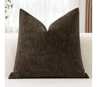 JOTOM Chenille Cushion Covers 45x45 cm Soft Brown Decorative Throw Pillow Covers 18x18 Inch Square Cushion Case Solid Pillowcases for Couch Sofa Living Room Bed Home Decor (Brown)