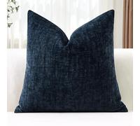 JOTOM Chenille Cushion Covers 45x45 cm Soft Navy Blue Decorative Throw Pillow Covers 18x18 Inch Square Cushion Case Solid Pillowcases for Couch Sofa Living Room Bed Home Decor (Navy Blue)