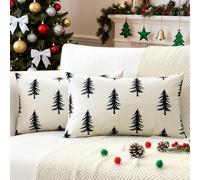 JOTOM Christmas Cushion Covers 30x50 cm Set of 2 Christmas Tree Double Sided Printed Decorative Throw Pillow Covers 12x20 Inch Sofa Winter Holiday Pillow Cases for Home Couch Bed Decor (Black Tree)