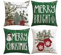 JOTOM Christmas Cushion Covers 40x40 cm Set of 4 Winter Holiday Decorative Throw Pillow Covers Sofa Snowman Gloves Cushion Cases Xmas Decoration for Home Couch Decor (Gloves)