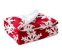 JOTOM Christmas Snowflakes Super Soft Throw Blanket Warm Thick Cozy Winter Fluffy Plush Couch Christmas Throw Blanket Cozy Luxury Fleece Blanket for Sofa Single Bed Travel 130x160cm (Snowflake Red)