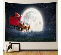 JOTOM Christmas Tapestry 150x130cm Wall Hanging Santa Claus Elk Blanket Winter Sleigh Tapestries Home Chirstmas Decorations Xmas Wall Art for Living Room Bedroom Dorm Decor 59x51 Inch (Santa Claus)