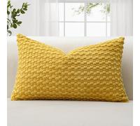 JOTOM Corduroy Soft Cushion Covers 40x60 cm Decorative Throw Pillow Covers with 3D Bubble Texture Cushion Case for Couch Sofa Bedroom Soft Pillowcase for Home Decor (Mustard Yellow)