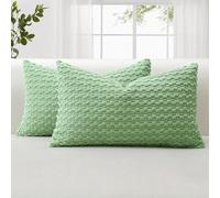 JOTOM Corduroy Soft Decorative Cushion Covers 40x60 cm Set of 2 Decorative Throw Pillow Covers with 3D Bubble Texture Pillowcase for Couch Sofa Bedroom Soft Cushion Case for Home Decor (Sage Green)