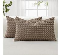 JOTOM Corduroy Soft Decorative Cushion Covers 40x60 cm Set of 2 Decorative Throw Pillow Covers with 3D Bubble Texture Pillowcase for Couch Sofa Bedroom Soft Cushion Case for Home Decor (Light Brown)