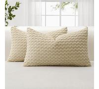 JOTOM Corduroy Soft Decorative Cushion Covers 40x60 cm Set of 2 Decorative Throw Pillow Covers with 3D Bubble Texture Pillowcase for Couch Sofa Bedroom Soft Cushion Case for Home Decor (Light Coffee)