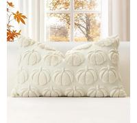 JOTOM Cream Beige Pumpkin Fall Cushion Covers 30x50cm Soft Plush Faux Fur Autumn Thanksgiving Decorative Throw Pillow Covers Pillow Case for Home Bedroom Couch Sofa Decor (Cream Beige)