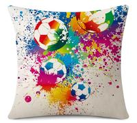 JOTOM Cushion Cover 45x45 cm Colorful Football Gifts for Men Women Gaming Decorations Throw Pillow Cover Square Pillow Case for Home Decor Living Room Bed Couch Sofa 18x18 Inch (Football Colourful)