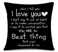 JOTOM Cushion Cover 55x55 cm I Love You You're The Best Things That Ever Happened to Me Throw Pillow Cover for Girlfriend Husband Wife Romantic Valentines Day Home Decor (Black)