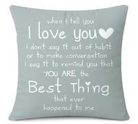 JOTOM Cushion Cover 55x55 cm I Love You You're The Best Things That Ever Happened to Me Throw Pillow Cover for Girlfriend Husband Wife Romantic Valentines Day Home Decor (Grey)
