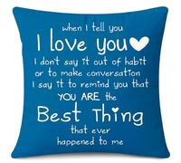 JOTOM Cushion Cover 60x60 cm I Love You You're The Best Things That Ever Happened to Me Throw Pillow Cover for Girlfriend Husband Wife Romantic Valentines Day Home Decor (Blue)