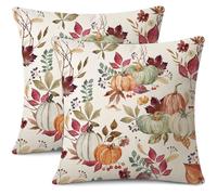 JOTOM Fall Cushion Covers 45x45cm Set of 2 Maple Leaf Pumpkin Autumn Thanksgiving Decorative Throw Pillow Covers 18x18 Inch Pillow Case for Home Bedroom Couch Sofa Decor (Pumpkin Maple Leaf Flower)