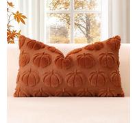 JOTOM Rust Pumpkin Fall Cushion Covers 30x50cm Soft Plush Faux Fur Autumn Thanksgiving Decorative Throw Pillow Covers Pillow Case for Home Bedroom Couch Sofa Decor (Rust)