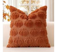 JOTOM Rust Pumpkin Fall Cushion Covers 45x45cm Soft Plush Faux Fur Autumn Thanksgiving Decorative Throw Pillow Covers Pillow Case for Home Bedroom Couch Sofa Decor (Rust)