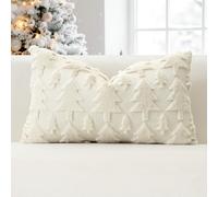 JOTOM Set of 1 Christmas Cushion Cover 40x60cm Christmas Tree Decorative Soft Throw Pillow Cover Plush Faux Fur Winter Holiday Pillow Case for Home Bed Couch Sofa Decor (Cream Beige)