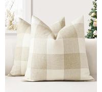 JOTOM Set of 2 Classic Plaids Cushion Covers 40x40 cm Farmhouse Buffalo Check Soft solid Decorative Throw Pillow Covers Home Decor Outdoor Cushion Case for Sofa Bedroom (Cream White)