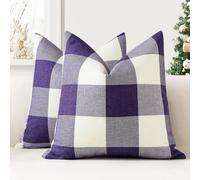 JOTOM Set of 2 Classic Plaids Cushion Covers 60x60 cm Farmhouse Buffalo Check Soft solid Decorative Throw Pillow Covers Home Decor Outdoor Cushion Case for Sofa Bedroom (Purple)