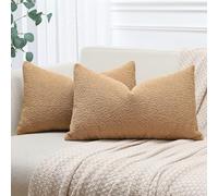 JOTOM Set of 2 Cushion Covers 30x50 cm Textured Boucle Tobacco Decorative Throw Pillow Covers 12x20 Inch Lumbar Cushion Case Home Decor Pillowcases for Couch Sofa Living Room Bed (Tobacco)