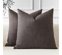 JOTOM Set of 2 Cushion Covers 45x45 cm Linen Dark Brown Decorative Throw Pillow Covers 18x18 Inch Square Cushion Case Home Decor Pillowcases for Couch Sofa Living Room Bed (Dark Brown)