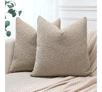 JOTOM Set of 2 Cushion Covers 55x55 cm Textured Boucle Camel Decorative Throw Pillow Covers 22x22 Inch Square Cushion Case Home Decor Pillowcases for Couch Sofa Living Room Bed (Camel)