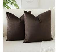 JOTOM Set of 2 Velvet Soft Solid Cushion Covers 45x45 cm Decorative Throw Pillow Covers Square Cushion Case Home Decor Pillow Cases for Couch Sofa Living Room Bedroom 18x18 Inch (Chocolate Brown)