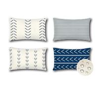 JOTOM Set of 4 Outdoor Cushion Covers 30x50 cm Waterproof Decorative Throw Pillow Covers 12x20 Inch Modern Geometric Sofa Indoor Bed Decor Cushion Cases for Patio Garden Porch Bench (Navy Blue)