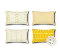 JOTOM Set of 4 Outdoor Cushion Covers 30x50 cm Waterproof Decorative Throw Pillow Covers 12x20 Inch Modern Geometric Sofa Indoor Bed Decor Cushion Cases for Patio Garden Porch Bench (Yellow)