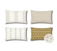 JOTOM Set of 4 Outdoor Cushion Covers 40x60 cm Waterproof Decorative Throw Pillow Covers 16x24 Inch Modern Geometric Sofa Indoor Bed Decor Cushion Cases for Patio Garden Porch Bench (Khaki)