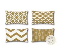 JOTOM Set of 4 Outdoor Decorative Cushion Covers 40x60 cm Modern Geometric Waterproof Throw Pillow Covers 16x24 Inch Sofa Indoor Bed Decor Cushion Cases for Patio Garden Porch Bench (Khaki)