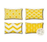 JOTOM Set of 4 Outdoor Decorative Cushion Covers 40x60 cm Modern Geometric Waterproof Throw Pillow Covers 16x24 Inch Sofa Indoor Bed Decor Cushion Cases for Patio Garden Porch Bench (Yellow)