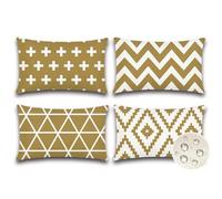 JOTOM Set of 4 Waterproof Cushion Covers 40x60 cm Outdoor Throw Pillow Covers 16x24 Inch Modern Geometric Decorative Pillow Cases for Patio Garden Porch Bench Sofa Indoor Bed (Khaki)