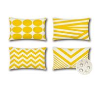 JOTOM Set of 4 Waterproof Outdoor Cushion Covers 40x60 cm Decorative Throw Pillow Covers 16x24 Inch Modern Geometric Decor Cushion Cases for Patio Garden Porch Bench Sofa Indoor Bed (Yellow)