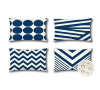 JOTOM Set of 4 Waterproof Outdoor Cushion Covers 40x60 cm Decorative Throw Pillow Covers 16x24 Inch Modern Geometric Decor Cushion Cases for Patio Garden Porch Bench Sofa Indoor Bed (Navy Blue)