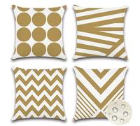 JOTOM Set of 4 Waterproof Outdoor Cushion Covers 50x50 cm Decorative Throw Pillow Covers 20x20 Inch Modern Geometric Decor Cushion Cases for Patio Garden Porch Bench Sofa Indoor Bed (Khaki)