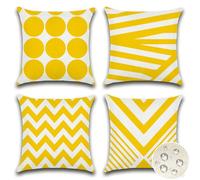 JOTOM Set of 4 Waterproof Outdoor Cushion Covers 50x50 cm Decorative Throw Pillow Covers 20x20 Inch Modern Geometric Decor Cushion Cases for Patio Garden Porch Bench Sofa Indoor Bed (Yellow)