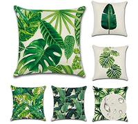JOTOM Set of 6 Outdoor Cushion Covers 45x45 cm Waterproof Decorative Throw Pillow Covers Garden Patio Pillow Cases Outdoor Cushions Pillow Covers for Couch Bench Sofa Indoor Home Decor (Green Leaf)