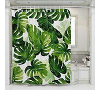 JOTOM Shower Curtain Waterproof Bathroom Curtain Bath Curtain Polyester Shower Curtains for Bathroom with 12 Hooks 180x180cm (Green Leaf A)