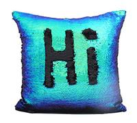 JOTOM Two-color Sequins Reversible Pillow Case Cushion Covers Magical Color Changing Pillow Cover for Home Car Sofa Decorative,40x40cm (Blue Green Sequins)