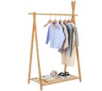 Jotsport Bamboo Kids Dress Up Rack with Storage Shelf Small Child Garment Rack Open Wardorbe Closet for Play Room, Nursery, Baby Shower