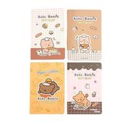 Joucien 4-Book Set - A5 Cartoon Cute Car Line Notebook Creative Student Notebook Stationery Supplies-Baking Bear Series